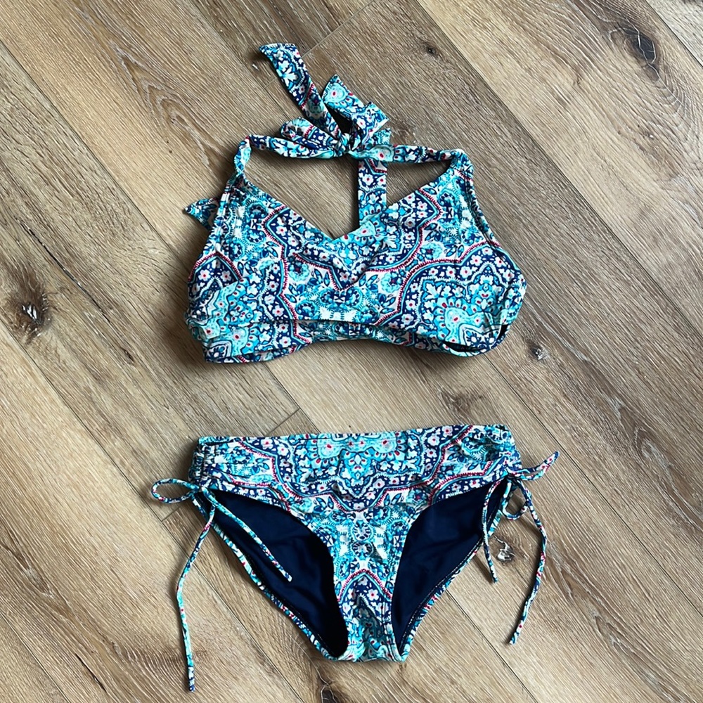 Athleta Blue Paisley Bikini Set